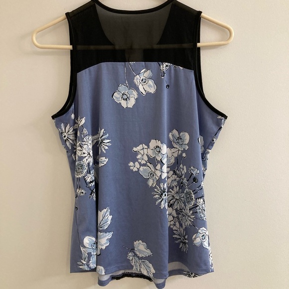 Maurices Women's Medium Tank Top Floral Purple Crochet Sheer Shoulder - Picture 6 of 7